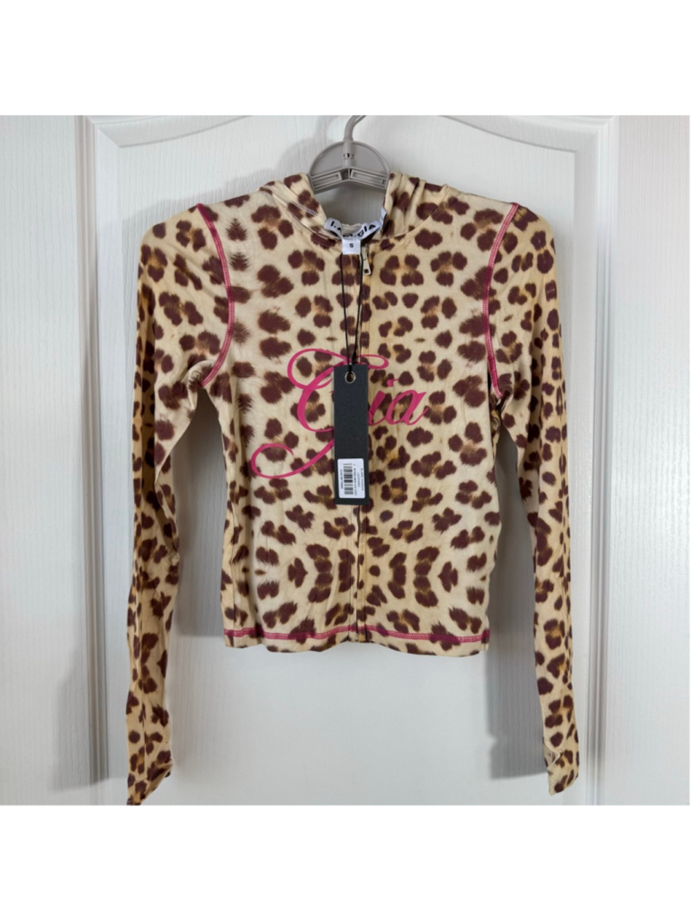 Women's I.AM.GIA Leopard Print Blare Hoodie S Beige Brown
